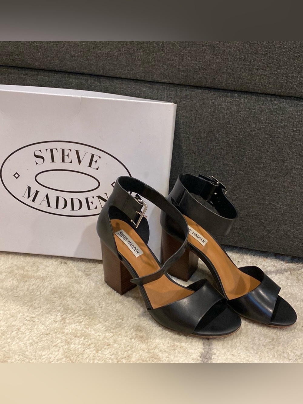 Steve Madden Women's Black Block Heel Sandals